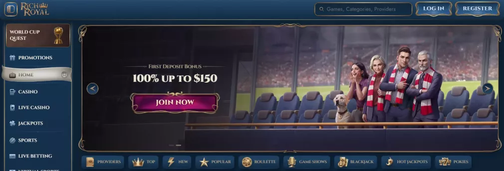 Rich royal Casino Bonus 275% bis 7.500 Euro und Freispiele